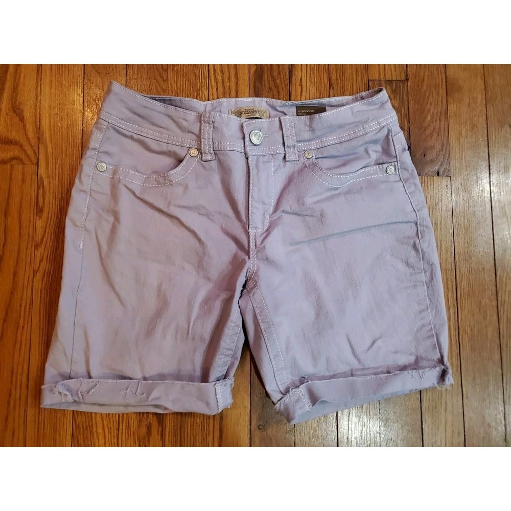 Nine West Vintage America Lavender Purple Denim cutoff Shorts Fray Hem Sz 10/30